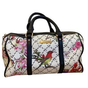 Feggi Floral Bird Print shoulder Bag With Black Handles & Gold-Tone Accents